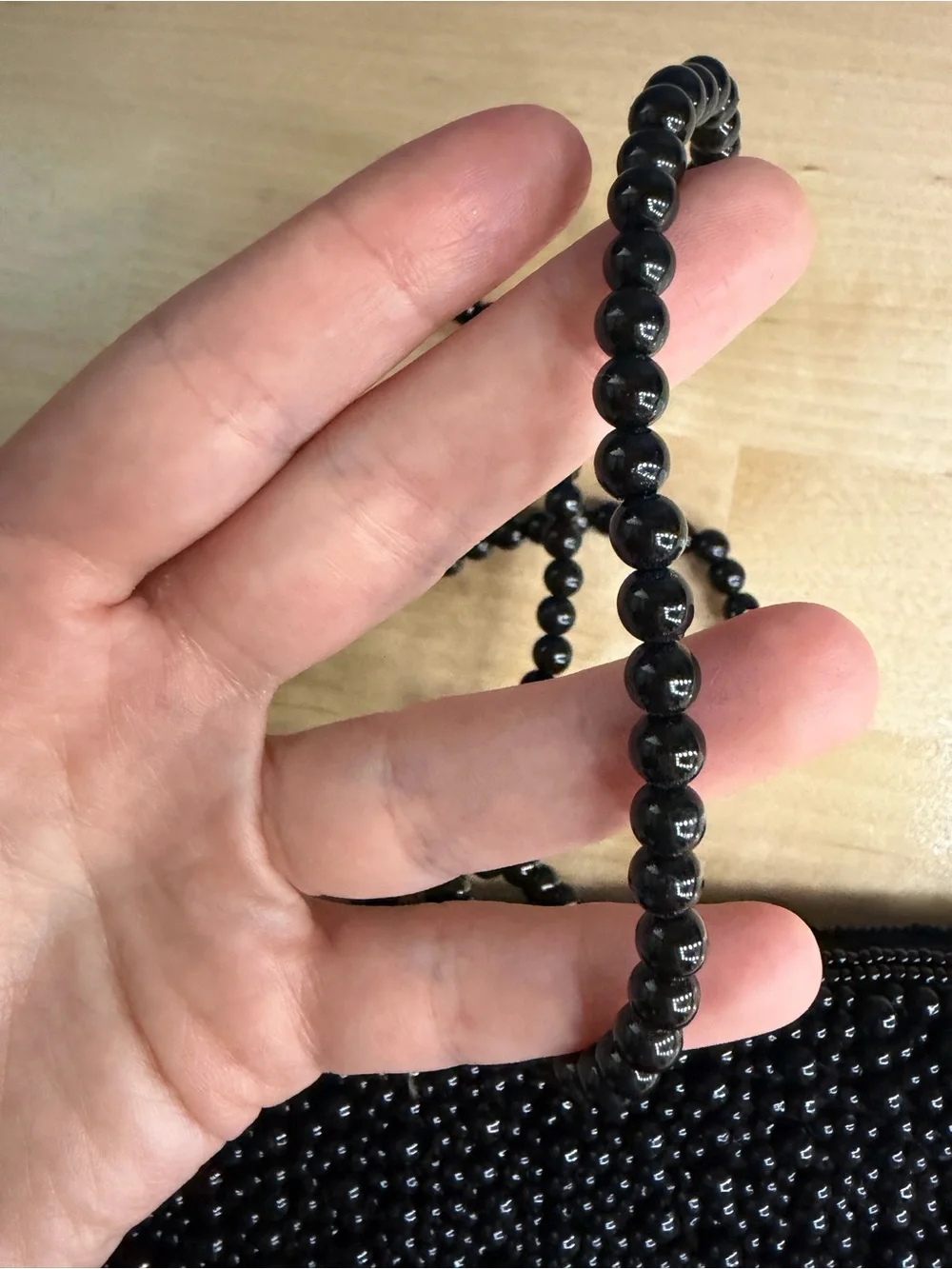 Vintage Inge Christopher Black Beaded Evening Bag